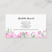 Pastel roze rozen waterverf event planner logo visitekaartje (Achterkant)