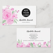 Pastel roze rozen waterverf event planner logo visitekaartje (Voorkant / Achterkant)