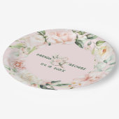 Pastel roze rozen waterverven met spuw papieren bordje (Gekanteld)