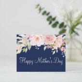 Pastel Roze Rozenbloem Bloemen Happy Moederdag Briefkaart (Staand voorkant)