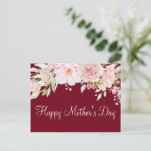 Pastel Roze Rozenbloem Bloemen Happy Moederdag Briefkaart (Staand voorkant)
