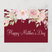 Pastel Roze Rozenbloem Bloemen Happy Moederdag Briefkaart (Voorkant)