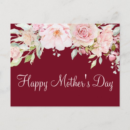Pastel Roze Rozenbloem Bloemen Happy Moederdag Briefkaart (Voorkant)