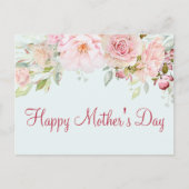 Pastel Roze Rozenbloem Bloemen Happy Moederdag Briefkaart (Voorkant)