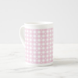 Pastel Roze Ruitjes Porselein Kop