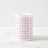 Pastel Roze Ruitjes Porselein Kop (Voorkant)