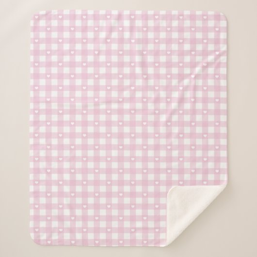 Pastel Roze Ruitjes Sherpa Deken (Voorkant)