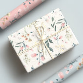 Pastel Roze & Sage Wildflower Waterverf Inpakpapier Vel