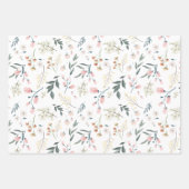 Pastel Roze & Sage Wildflower Waterverf Inpakpapier Vel (Voorkant)