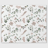 Pastel Roze & Salie Groene Eucalyptus Waterverf Cadeaupapier (Vlak)