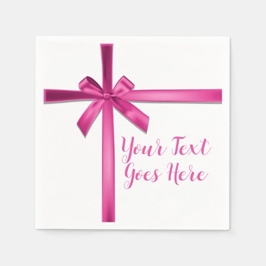 Pastel Roze Satijn Lint Boog Verjaardagsfeest Servet (Voorkant)