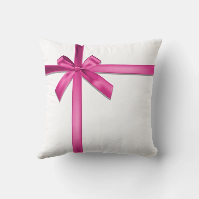Pastel Roze Satijnen Lint Boog Kussen (Achterkant)