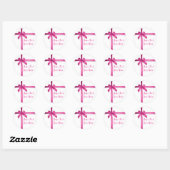 Pastel Roze Satijnen Lint Boog Verjaardagsfeest Ronde Sticker (Vel)