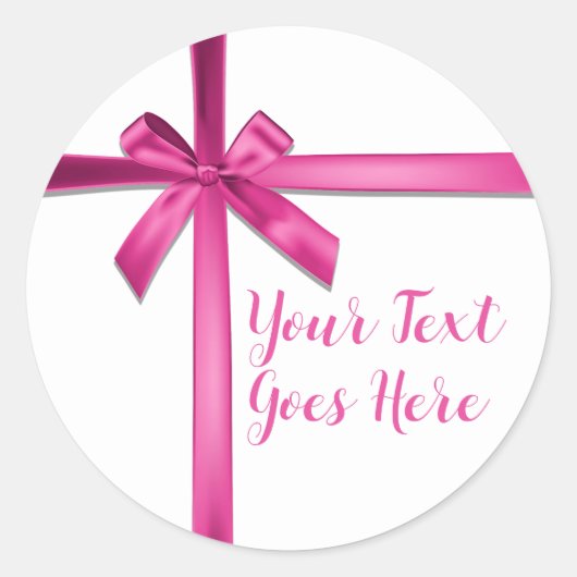 Pastel Roze Satijnen Lint Boog Verjaardagsfeest Ronde Sticker (Voorkant)