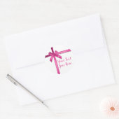 Pastel Roze Satijnen Lint Boog Verjaardagsfeestje Ronde Sticker (Envelop)