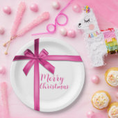 Pastel Roze Satijnen Lint Verjaardagsfeest Papieren Bordje (Feest)