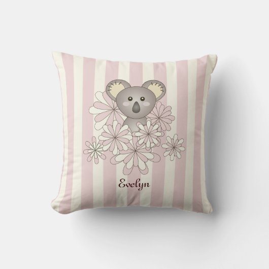 Pastel Roze Schattige Baby Koala Beer Kinderkamer Kussen (Voorkant)