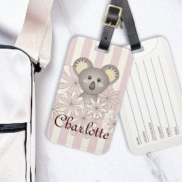 Pastel Roze Schattige Baby Koala Meisje Kinder Bagagelabel