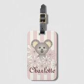 Pastel Roze Schattige Baby Koala Meisje Kinder Bagagelabel (Voorkant (verticaal))