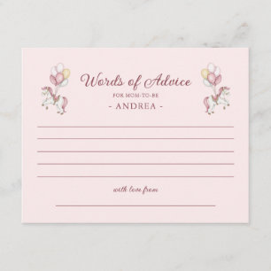 Pastel Roze Schattige Meisje Baby Shower Woorden v Informatiekaartje