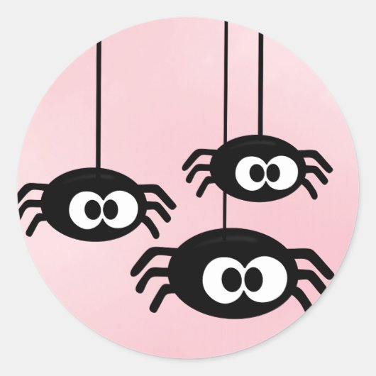 Pastel Roze Schattige Spinnen Halloween Ronde Sticker (Voorkant)