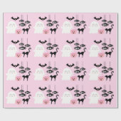 Pastel Roze Schattige Spook en Spinnen Halloween Cadeaupapier (Vlak)