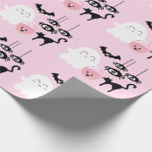 Pastel Roze Schattige Spook en Spinnen Halloween Cadeaupapier (Hoek)