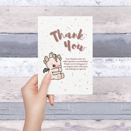 Pastel Roze Schattigee Baby Dragon Bedankkaart