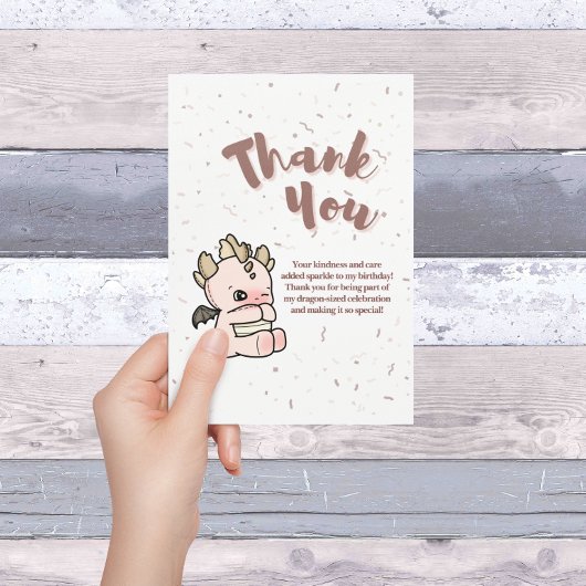 Pastel Roze Schattigee Baby Dragon Bedankkaart
