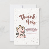 Pastel Roze Schattigee Baby Dragon Bedankkaart (Voorkant)