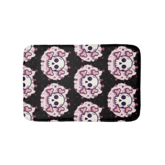 Pastel Roze Schedel en Kruisbeenderen Badmat