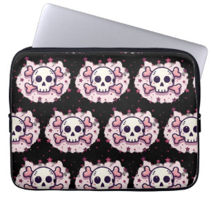 Pastel Roze Schedel en Kruisbeenderen Laptop Sleeve