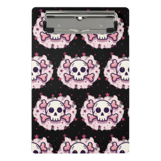 Pastel Roze Schedel en Kruisbeenderen Mini Klembord