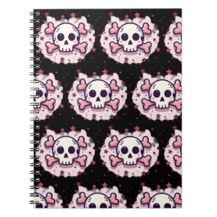 Pastel Roze Schedel en Kruisbeenderen Notitieboek