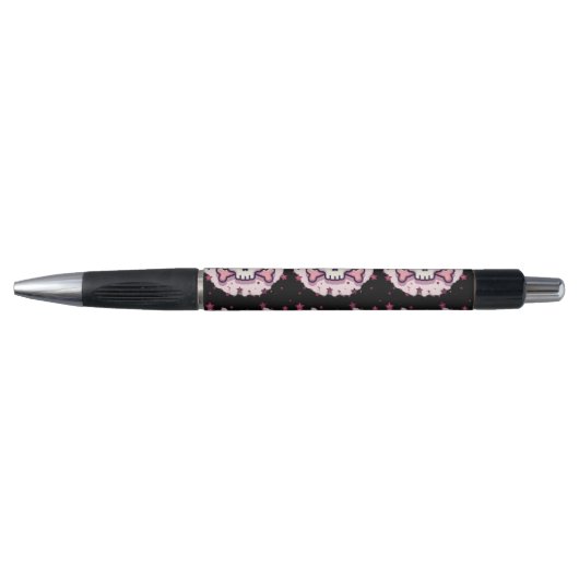 Pastel Roze Schedel en Kruisbeenderen Pen (Voorkant)