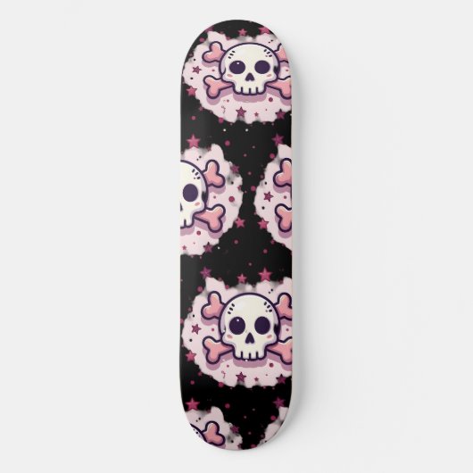 Pastel Roze Schedel en Kruisbeenderen Persoonlijk Skateboard (Voorkant)