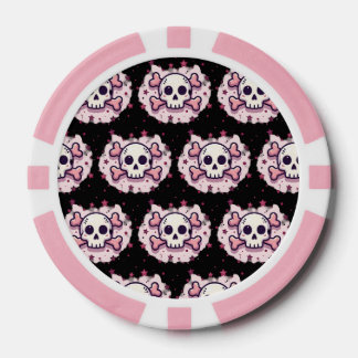 Pastel Roze Schedel en Kruisbeenderen Poker Chips