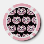 Pastel Roze Schedel en Kruisbeenderen Poker Chips (Achterkant)