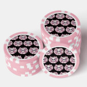 Pastel Roze Schedel en Kruisbeenderen Poker Chips (Opstapeling)