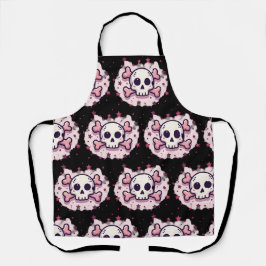 Pastel Roze Schedel en Kruisbeenderen Schort
