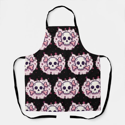 Pastel Roze Schedel en Kruisbeenderen Schort (Voorkant)