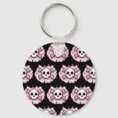 Pastel Roze Schedel en Kruisbeenderen Sleutelhanger (Achterkant)