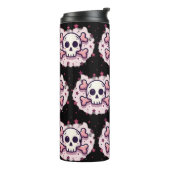 Pastel Roze Schedel en Kruisbeenderen Thermosbeker (Gedraaid links)