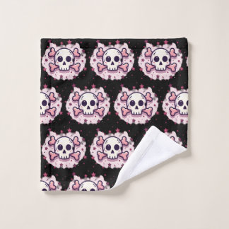 Pastel Roze Schedel en Kruisbeenderen Washandje