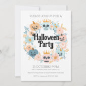 Pastel Roze Schedel Pompoen Schattige Halloween Pa Kaart (Voorkant)