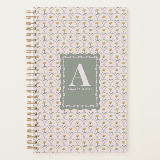 Pastel Roze Schelp Bloem Motief Persoonlijk Planner (Voorkant)
