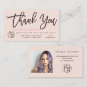 Pastel roze script foto logo orde dank u visitekaartje (Voorkant / Achterkant)
