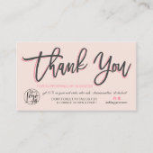 Pastel roze script foto logo orde dank u visitekaartje (Voorkant)