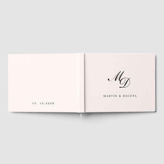 Pastel Roze Script Initiaal Monogram Bruiloft Gastenboek (Volledig)