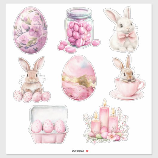 Pastel Roze Set 1 Pasen Sticker (Vel)